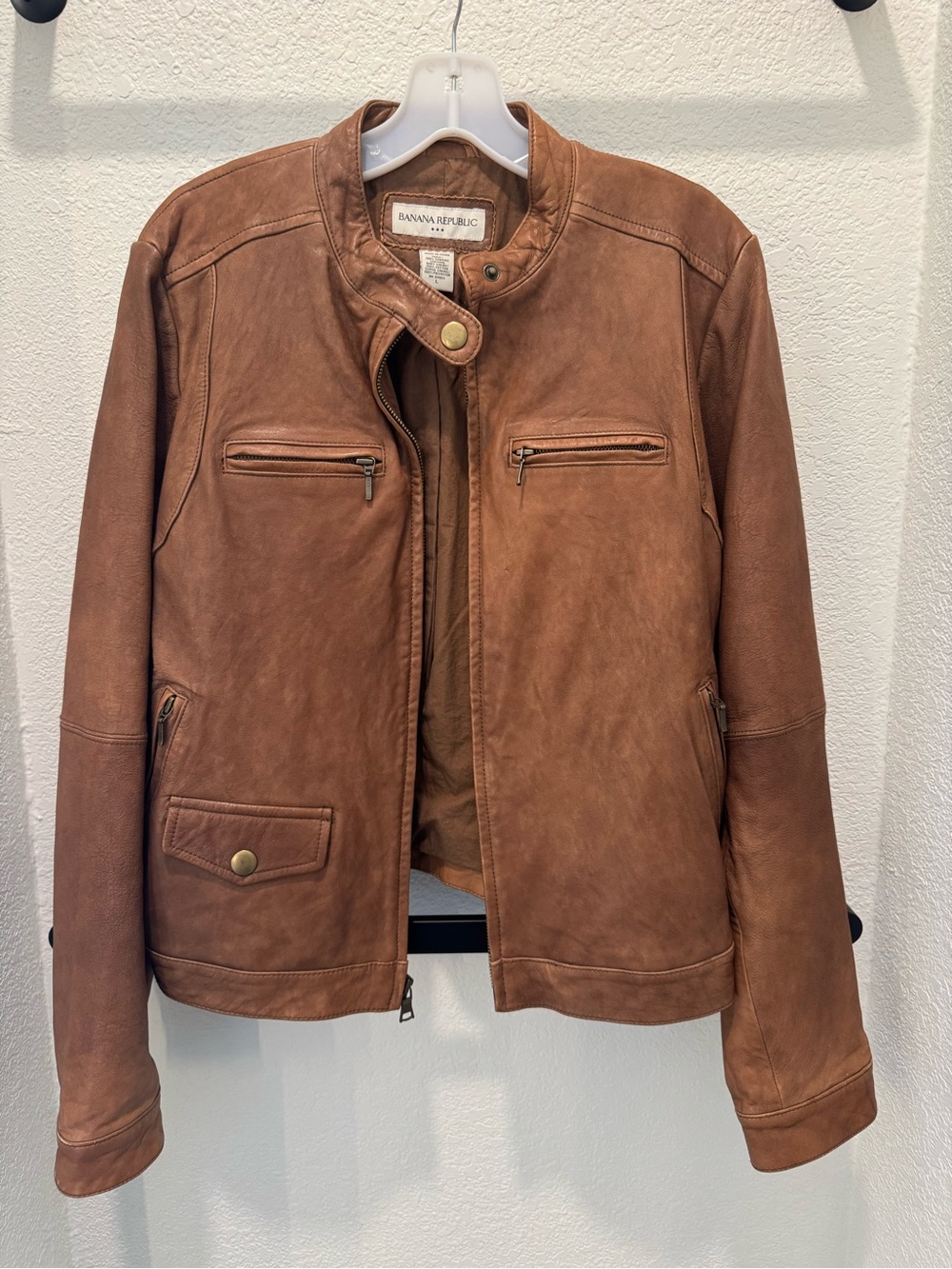 Banana Republic Cognac Leather Moto Jacket